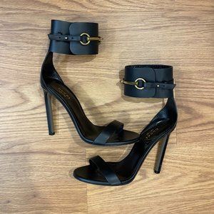Strappy Gucci Heel with Horsebit Gold Detail